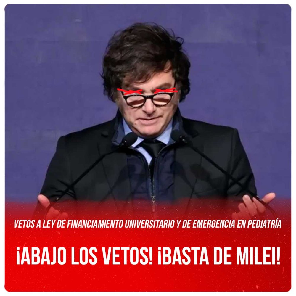 Vetos a Ley de Financiamiento Universitario y de Emergencia en Pediatría / ¡Abajo los vetos! ¡Basta de Milei!