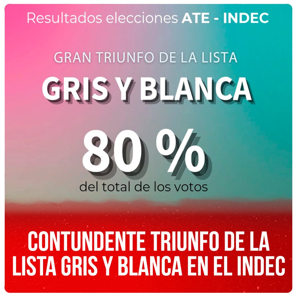 Contundente triunfo de la lista Gris y Blanca en el Indec