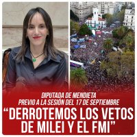 Diputada de Mendieta previo a la sesión del 17 de septiembre “Derrotemos los vetos de Milei y el FMI”