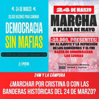 24M y La Cámpora / ¿Marchar por Cristina o con las banderas históricas del 24 de marzo?