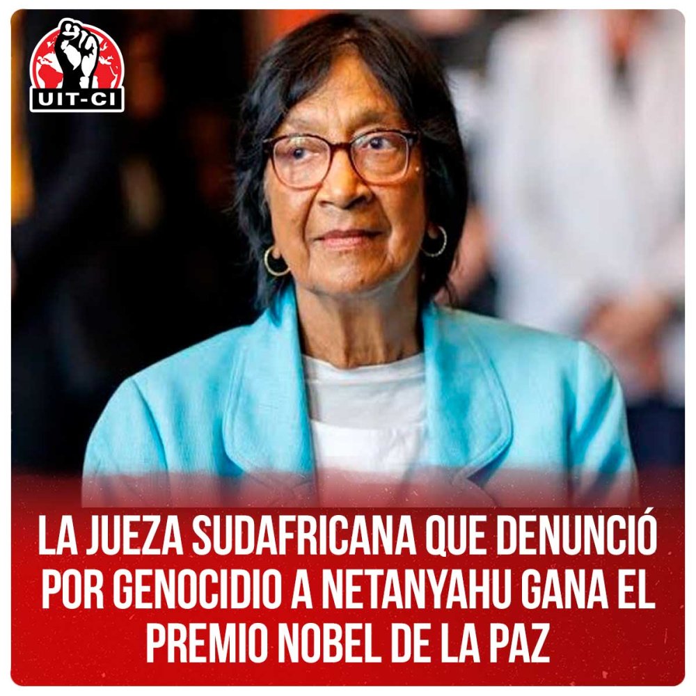La jueza sudafricana que denunció por Genocidio a Netanyahu gana el Premio Nobel de la Paz