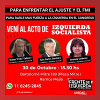 30 de Octubre / Vení al Acto de Izquierda Socialista en el Oeste
