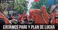 15 y 21 de febrero: Exijamos paro general y plan de lucha