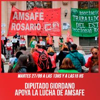 Martes 27/9 a las 13 hs y a las 15 hs / Diputado Giordano apoya la lucha de AMSAFE