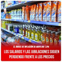 El índice de inflación de mayo dio 1,5% / Los salarios y las jubilaciones siguen perdiendo frente a los precios