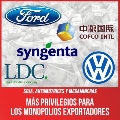 Soja, automotrices y megamineras / Más privilegios para los monopolios exportadores