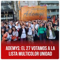 Ademys: el 27 votamos a la Lista Multicolor Unidad