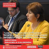 “La derecha libertaria ataca al FITU porque llamamos a organizarnos y luchar contra el ajuste del Gobierno y el FMI, que ellos y Juntos apoyan.”