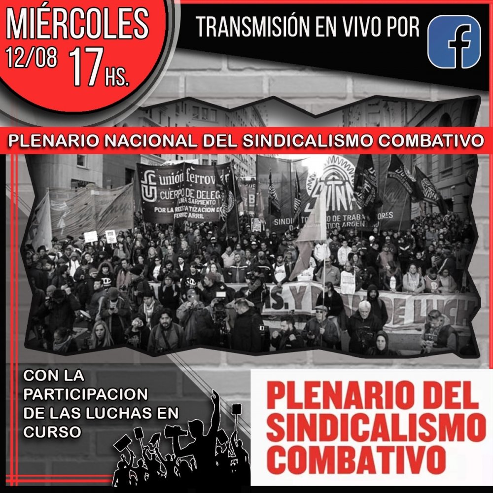 12 de agosto / Plenario virtual del Sindicalismo Combativo (PSC)