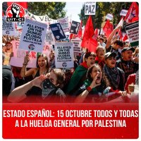 Estado español: 15 octubre todos y todas a la Huelga General por Palestina