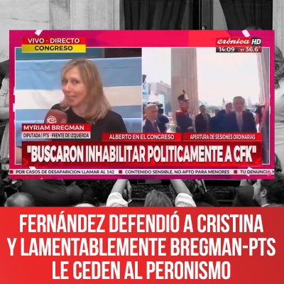 Fernández defendió a Cristina y lamentablemente Bregman-PTS le ceden al peronismo