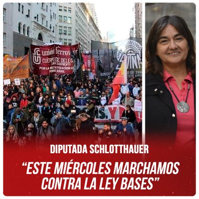 Diputada Schlotthauer: “Este miércoles marchamos contra la Ley Bases”
