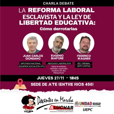 Diputado Giordano en Córdoba / Charla debate contra la reforma laboral