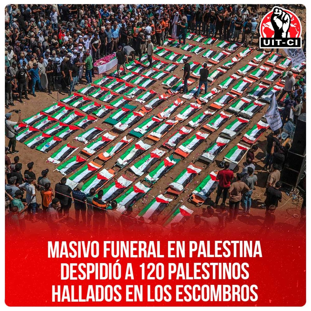 Masivo funeral en Palestina despidió a 120 palestinos hallados en los escombros