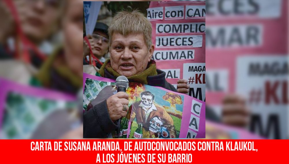 Carta de Susana Aranda, de Autoconvocados contra Klaukol, a los jóvenes de su barrio