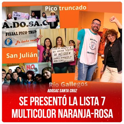 Adosac Santa Cruz / Se presentó la Lista 7 Multicolor Naranja-Rosa