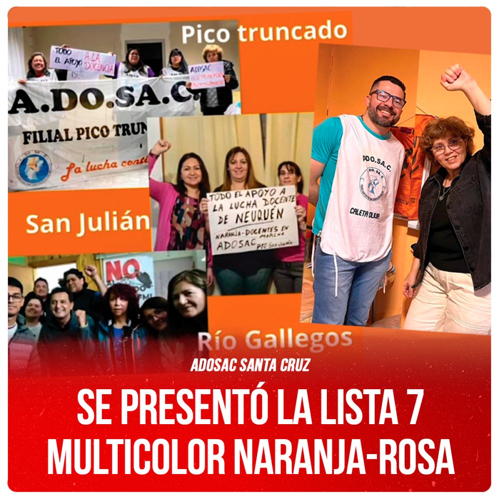 Adosac Santa Cruz / Se presentó la Lista 7 Multicolor Naranja-Rosa