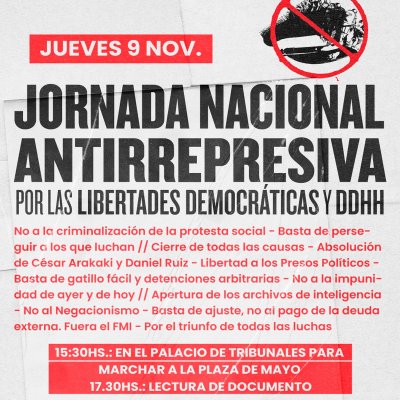 9 de noviembre / Marchamos contra la criminalización de la protesta