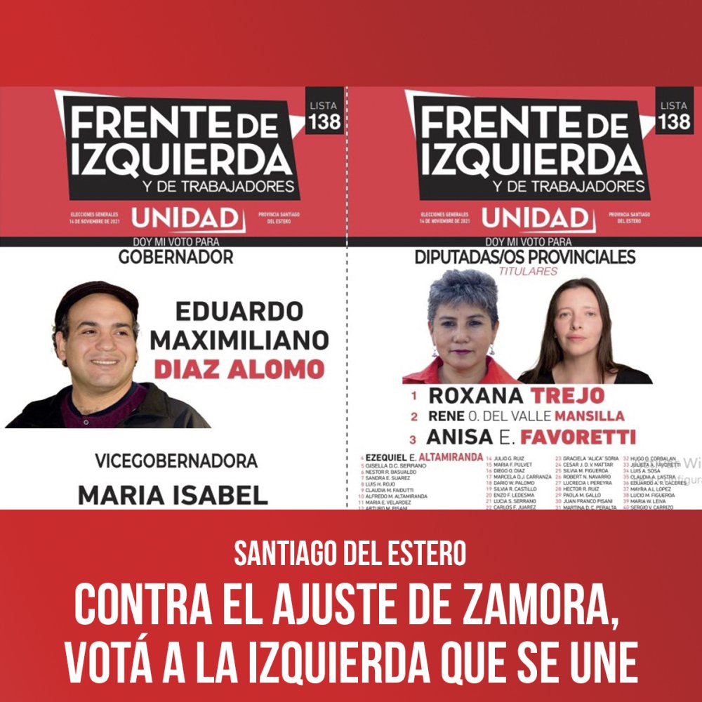 Santiago del Estero / Contra el ajuste de Zamora, votá a la izquierda que se une