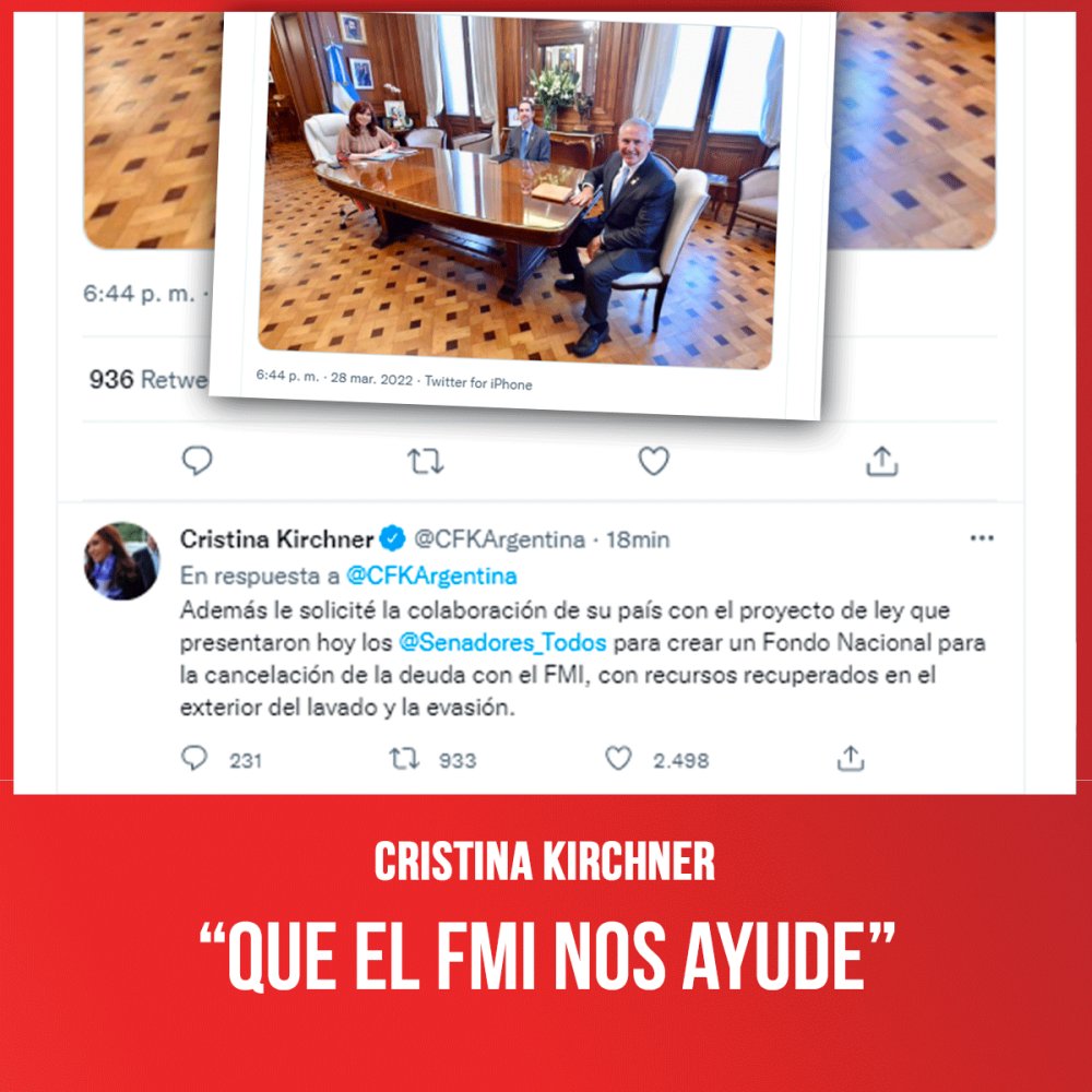 Cristina Kirchner “Que el FMI nos ayude”