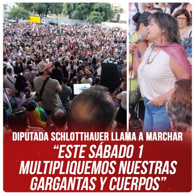 Diputada Schlotthauer llama a marchar “Este sábado 1 multipliquemos nuestras gargantas y cuerpos”