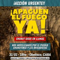Sábado 31 de enero 18 hs – Obelisco / Presupuesto ya para combatir los incendios, no para el FMI