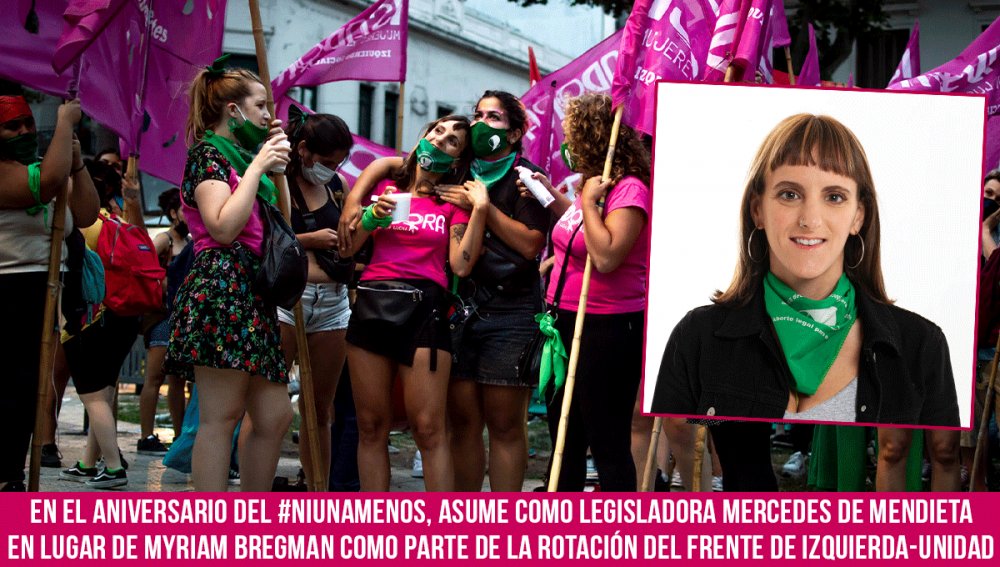 En el aniversario del #Niunamenos, asume como Legisladora Mercedes de Mendieta en lugar de Myriam Bregman como parte de la rotación del Frente de Izquierda-Unidad