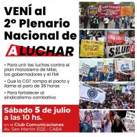Vení al 2° Plenario Nacional de A LUCHAR