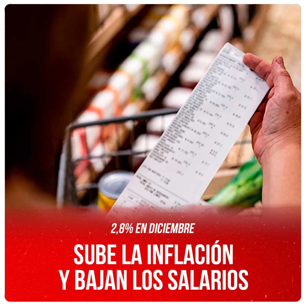 2,8% en diciembre / Sube la inflación y bajan los salarios