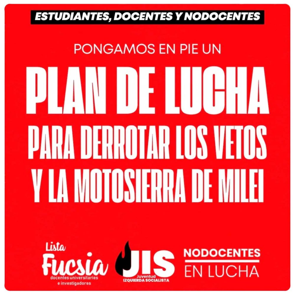 Estudiantes, Docentes y Nodocentes / Pongamos en pie un plan de lucha para derrotar los vetos y la motosierra