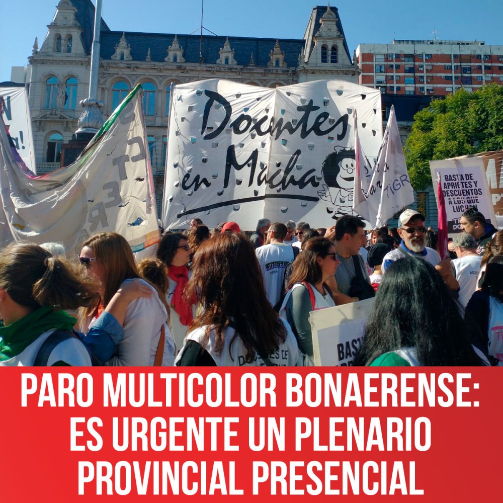 Paro Multicolor bonaerense: es urgente un plenario provincial presencial