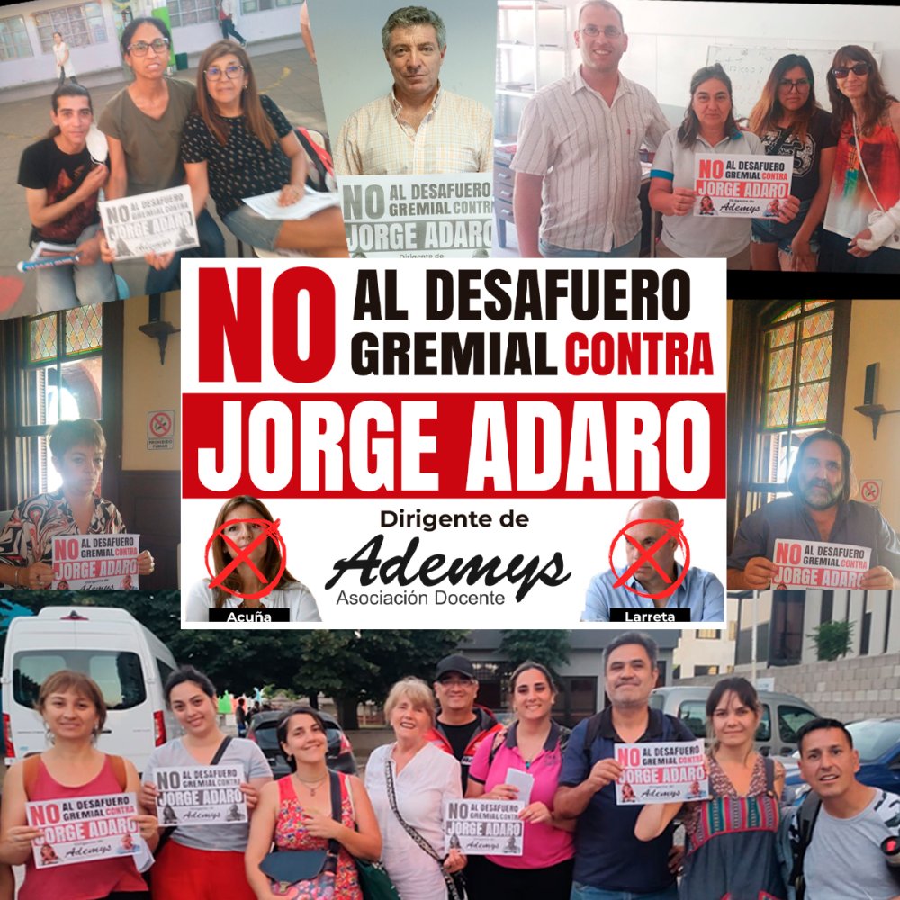 Congreso Provincial de SUTEBA votó el rechazo al pedido de desafuero de Jorge Adaro, secretario Adjunto de Ademys CABA