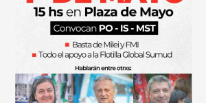 Acto unitario del 1º de mayo / “Pollo” Sobrero y diputado Giordano en Plaza de Mayo