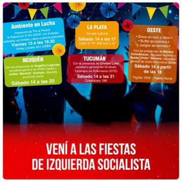 Vení a las fiestas de Izquierda Socialista