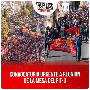 Convocatoria urgente a reunión de la mesa del FIT-U