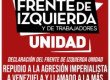 Declaración del Frente de Izquierda Unidad / Repudio a la agresión imperialista a Venezuela y llamado a la más amplia movilización