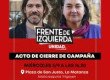 Miércoles 3 de septiembre 16:30 horas, Plaza de San Justo / Cierre de campaña del Frente de Izquierda Unidad PBA