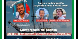 Conferencia de prensa, martes 31 de marzo a las 15hs en ATE Capital / Presentación de la Flotilla Global Sumud Argentina
