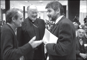El ministro de educacin Filmus, junto al obispo Casaretto y Martino