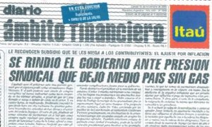 Portada del diario Ambito Financiero, jueves 16/11