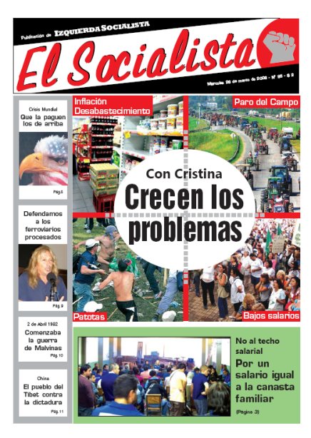 Tapa de El Socialista