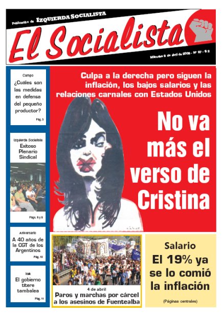 Tapa de El Socialista