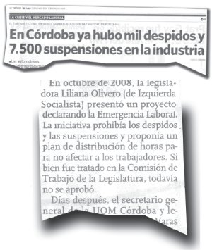 Fascimil de Diario Clarín, 8 de febrero de 2009