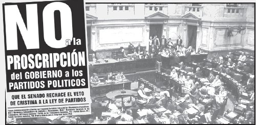 Fascimil del cartel comn acordado entre los partidos afectados, como parte de la campaa contra la Reforma Poltica de Cristina