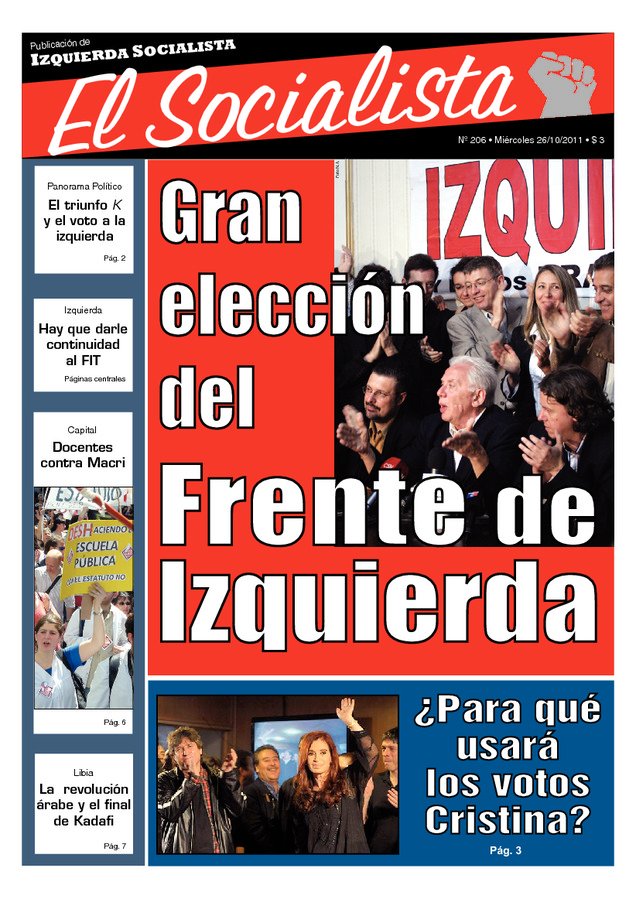 Tapa de El Socialista