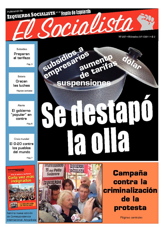 Tapa de El Socialista